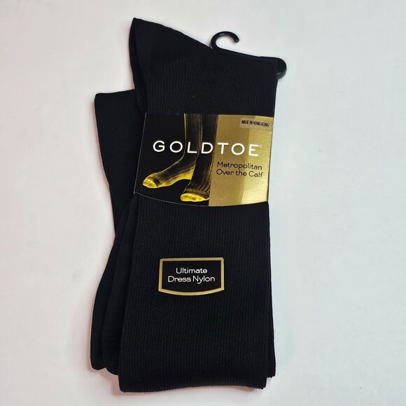 NOS Gold Toe Men's Metropolitan Over the Calf Black Dress Socks Shoe Size 6-12.5 - Picture 1 of 4
